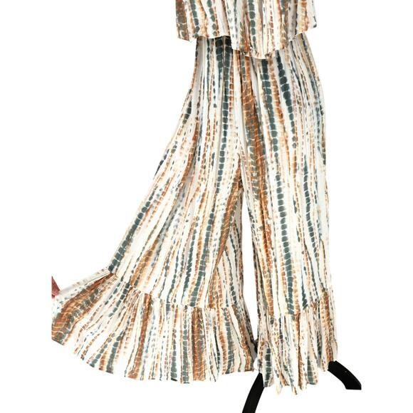 Free People Jumpsuit Womens Small Smocked Strapless Ruffled Wide Leg Hipster - Picture 6 of 15